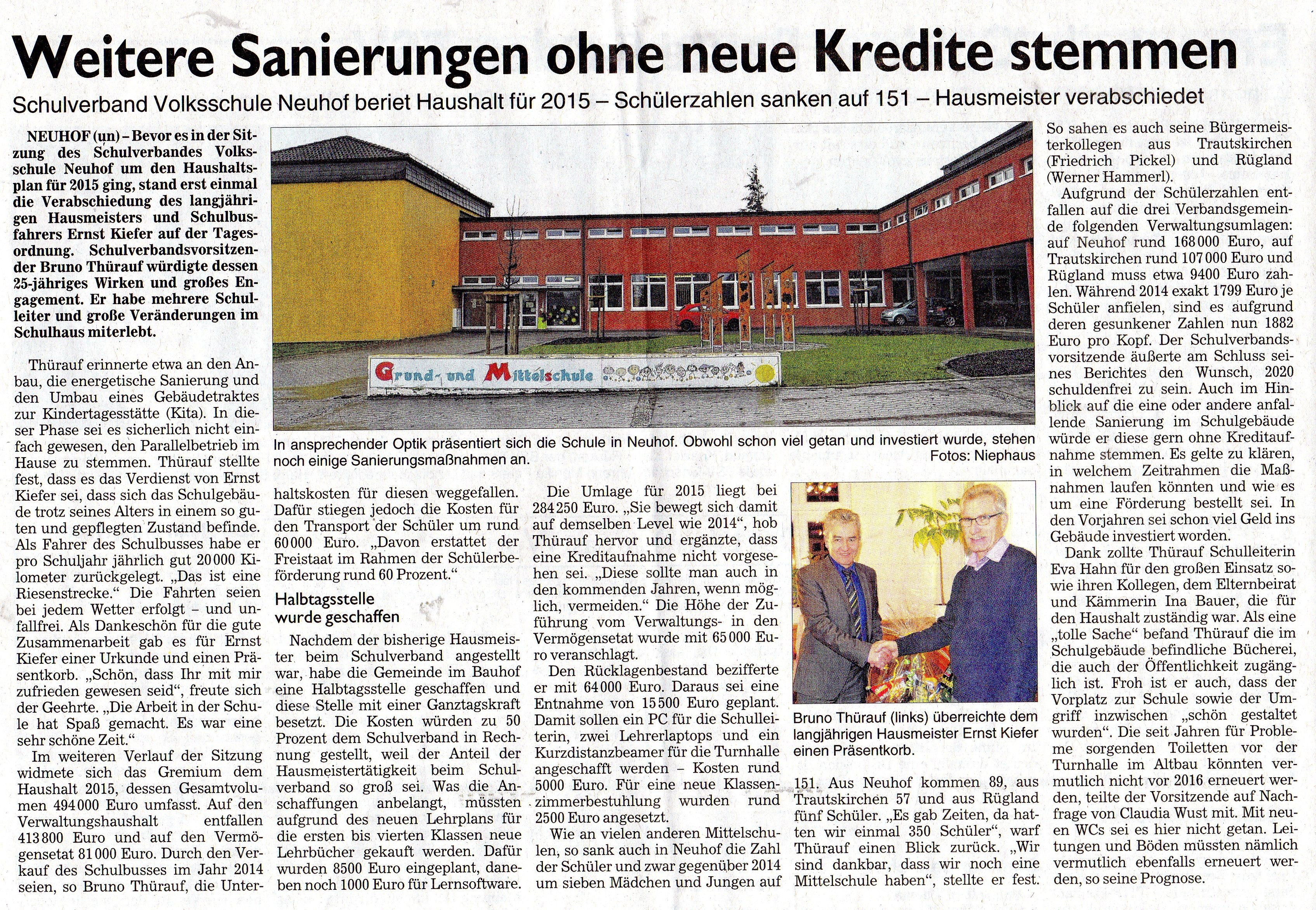 Schule Neuhof an der Zenn - Schuljahr 2014/15